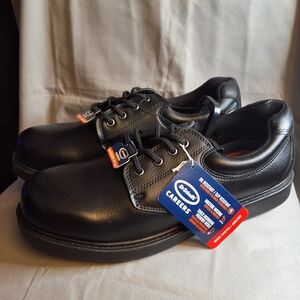 NEW Skechers Men's Black Leather 12W Oil & Slip Resistant Black Tie Shoes 12W